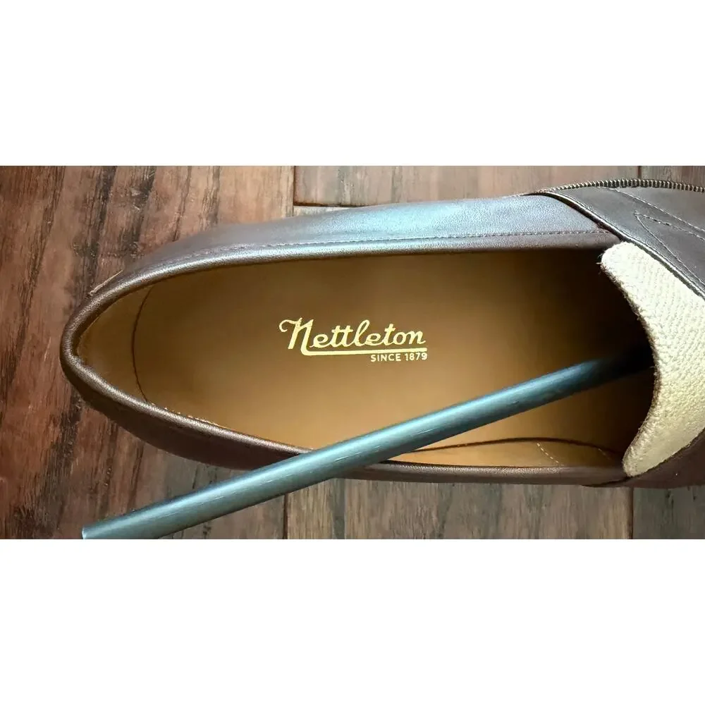 $950 NIB Nettleton Two Tone Leather Brown Vintage Inspired Penny Loafers 9.5 D